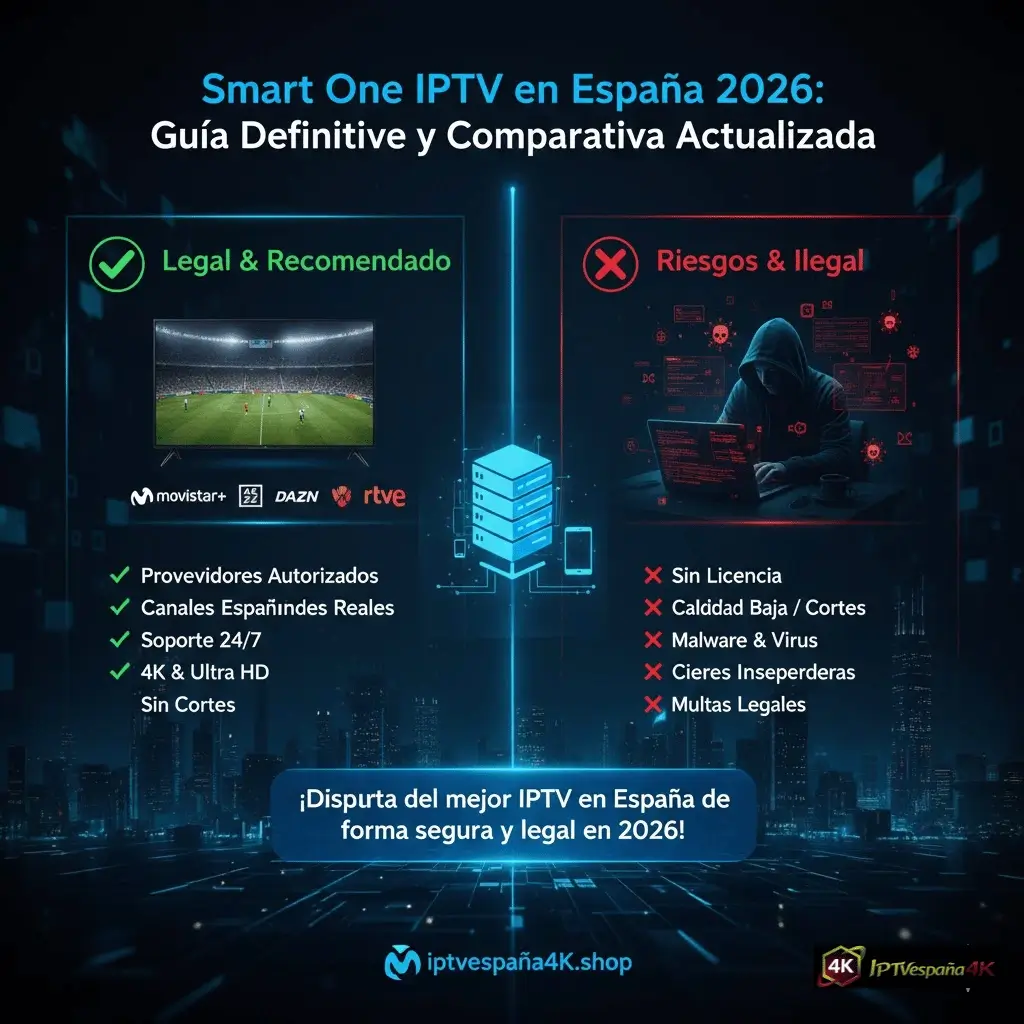 Smart One IPTV en España 2026 comparativa legal vs ilegal con proveedores autorizados y riesgos del IPTV España pirata