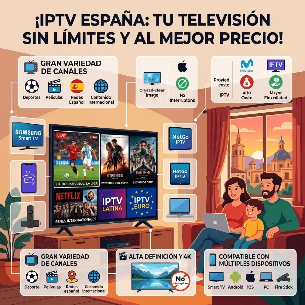 Gran variedad de canales con IPTV España: canales españoles, deportes, cine, series y contenido internacional | iptvespan.es