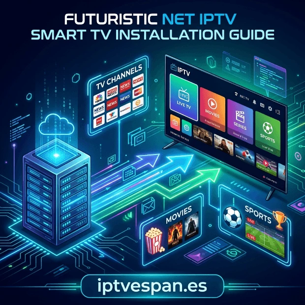 Cómo instalar y configurar Net IPTV en Smart TV Samsung y LG en España, agregar listas IPTV España mediante dirección MAC, subir listas M3U, ajustar configuración IPTV, solucionar problemas comunes y disfrutar IPTV Premium España en HD y 4K con múltiples dispositivos | iptvespan.es